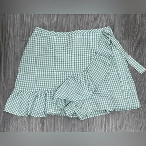Green Girls Gingham Wrap Skort size 12